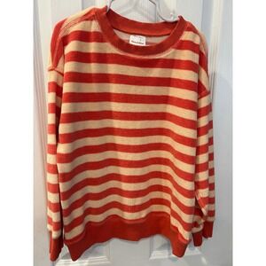 Hanna Andersson Orange Cream Striped Terry Cloth Sweatshirt 120 US 6/7 k7029